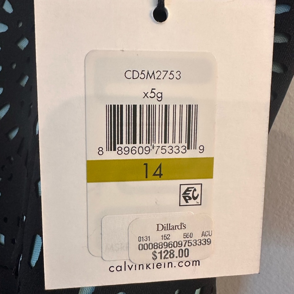 NEW Calvin Klein Black and Light Blue Fit & Flare Sleeveless Dress - Picture 4 of 5